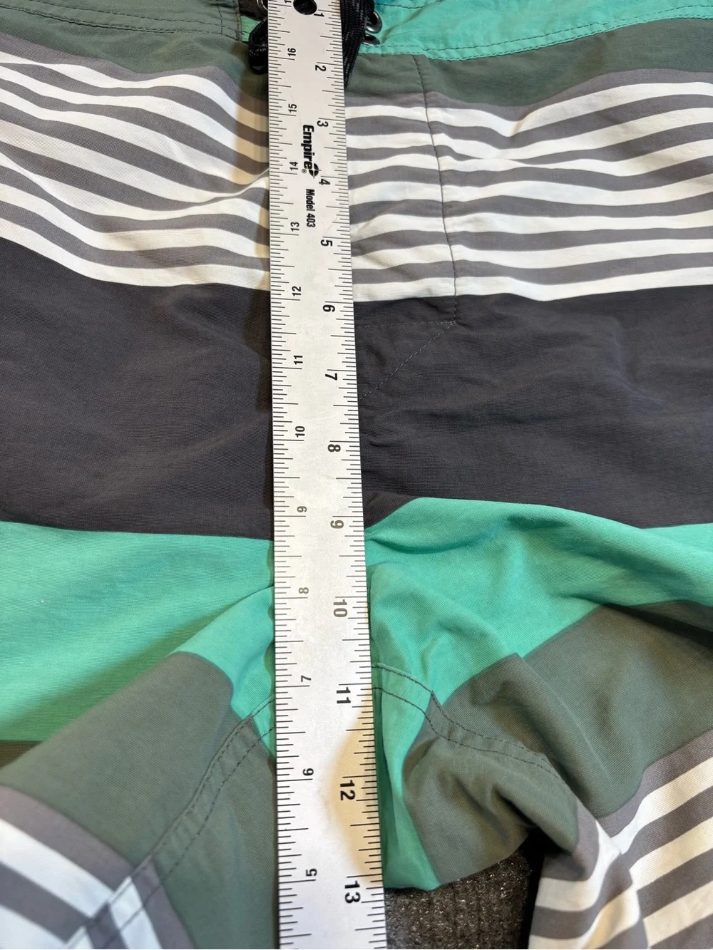 Patagonia Wavefarer Board Shorts Men’s 36 Teal Stripe Swim Trunks 8.5